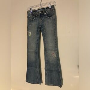 Y2K Womens Low Rise Flare Candies Jeans